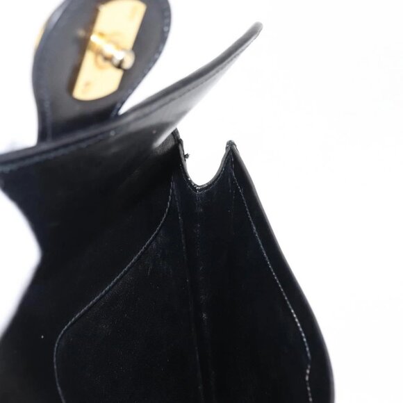 GUCCI Interlocking Shoulder Bag Leather Black Gold Auth fm4898 - Picture 12 of 16